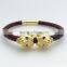 Lion Head Bracelet Fashion Gemstone Bead Gold Lion Head python Bracelet