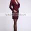 2015 latest wine red short skirt suits for women