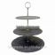 2 Tier Slate Serving Stand with Chrome Handle/Hot Selling Slate 2 Tier Cake Stand, CupCake, Muffin, Dining Room, Kitchen Display
