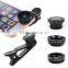 New Arrival Universal clip 3 In 1 wide Angle Macro Fish Eye Mobile Phone Camera Lens For iPhone 4S 5S 6 For Samsung HTC