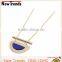 Semicircle Half Moon Turquoise Pendant Long Chain Necklace