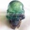 Natural Semi-precious Gemstone Fluorite Skull with Green and Purple Color
