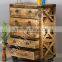 INDIAN MANGO WOOD 5 DRAWER CHEST WITH IRON WHEEL