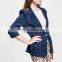 beautiful beaded high quality blue denim long women jeans jackets JXQ505