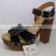 cx342 women's wooden heel sandle shoes