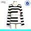 women soft and comfortable black&white strip sweater