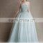 AR-104 Light Ice Blue Ball Gown Party Dress Flowers Appliques Avondjurk Vestido De Festa Off Shoulder Long Puffy Prom Dresses