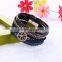 Fashion Multilayer Leather Rhinestone Crystal Tree Life Magnetic Bracelet