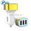 Factory New Product promotional multicolor 3 port usb car charger with LED Light Indication
