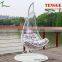 Half Moon Shape Wide White Resin Wicker Hanging Indoor Swing Chair