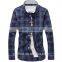  cotton microfiber casual check Korean men style shirt
