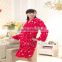 printed red bear coral fleece thick robe