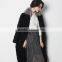 YR652 Euro Fashion Real Curly Lamb Fur Long Overcoat with Silver Fox Fur Collar and Leathe Belt Sheep Skin Fur Overcoat