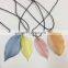 2017 New Colors Fashion Women Gold Natural Real Leaf Pendant Necklace