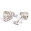 Hollow love sliver cufflinks for mens shirt