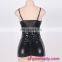 Four Size In Stock Low MOQ Sexy Leather Lingerie Showing Nipples