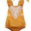 Cute baby girl khaki cotton flounce jumpsuit romper for baby girls