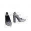 Fashion high quality cheap price ladies high heel heavy glitter pumps sandals silver shoe block heels dress shoes