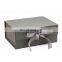 Deluxe eco friendly grey folding rigid magnetic closure retail product gift box with ribbon