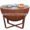 Patio Set Outdoor Round Outdoor Corten Barbecue Fire Pit Grill