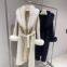 Double-sided woolen cashmere coat for women, 2024 autumn and winter new style fox fur collar mid-length slimming coat