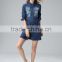 new arrival fashion factory wholesale Ladies Women Lapel long sleeve New Loose Blue Denim Dress with good quality