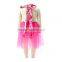 2016 Summer Hot sSale Wholesale Sleeveless Cotton Hot Pink Silver Sequin Lace Baby Rompers