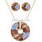 Enamel Floral Brust Necklace earring jewelry set