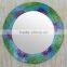 Iridescent colorful handmade bathroom mosaic glass round mirror for decor