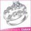 Custom silver crystal wedding ring/diamond engagement ring