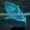 239-Shark Fish Living Shape 3d Optical Illusion Led Lamp Colorful Night Light Decor Desk Lamp Touching For Button