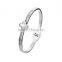 Women Fashion Stainless Steel Lucky Clover Crystal Bangles for Best Gifts
