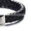 Men Black Braided Genuine Leather Bracelet