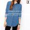 Vintage Washed Long Sleeves Ladies Jean Shirt JXF083