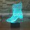 3D Optical Night Light Boot Shoes 7 RGB Light Colors 10 LEDs AA Battery or DC 5V Mixed Lot