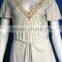 Hand made beads V neck white model simple blouse
