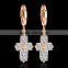 Rellecona Cross Pendant White Cubic Zircon Hoop Earring Dangling Charm In Yellow Gold Plated