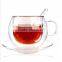 FDA certificated borosilicate heat-resistant glass coffee cup with spoon and saucers.double wall glass coffee tea cup set