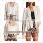 2016 autumn casual women sheer wholesale half sleeve short lace fringe cardigan blouse