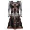2015 High quality Round neck Long sleeve Knee length Celebrated dress with Mesh