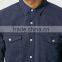 new model Navy blue Double Pocket Twill Long Sleeve Casual Shirt
