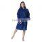 Navy color women fleece sexy night wear dress
