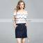 2017 fashion summer for women Fashion elegant one shoulder blouse with denim skirt two pieces