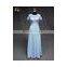 High Quality Lace Chiffon Long Bridesmaid Dress With Short Sleeve
