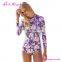 Purple Flower Printing Asia Women Swimwear Hot Sexy Girl Bathing Suit