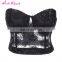 China manufacturer transparent black lace sequins sexy lace backless strapless bra