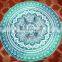 Indian Mandala Tapestry Ombre Beach Roundie Green Ombre Yoga Mat Table Cover With Napkin