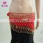 Top level new products wholesale indian chiffon gold sequins belly dance hip scarf with bells Y-2055