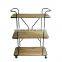 K&B hot sale wooden iron brown modern 3-tier dismountable folding storage hand trolley cart