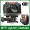 Full hd 1080p action camera,waterproof to 60 meters without case,supporting WIFI remote controlling via App on smartphone